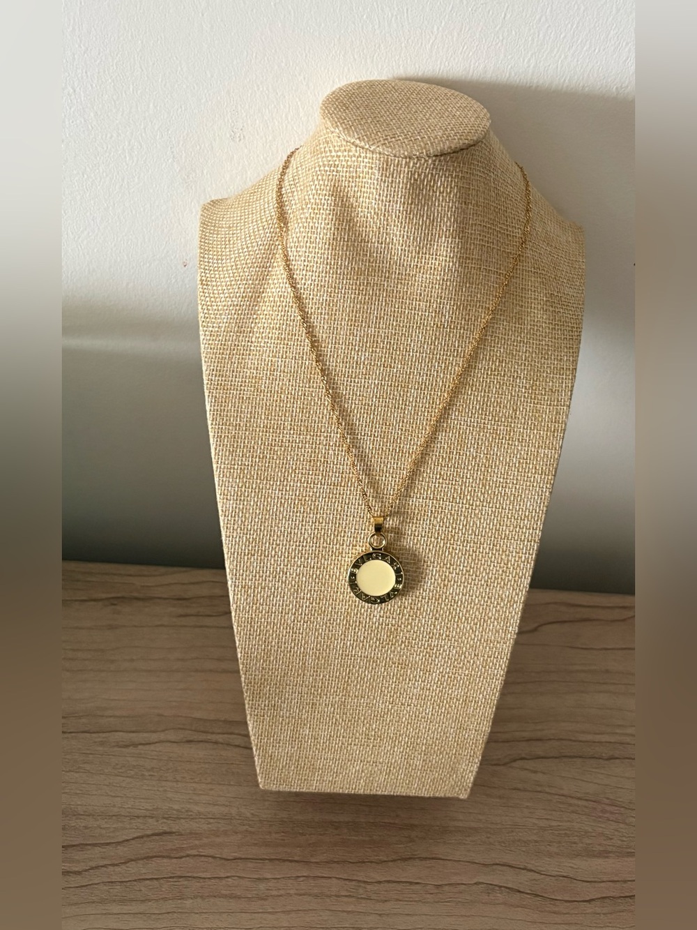 Bulgari Enamel Gold Tone Circular Pendant Necklace